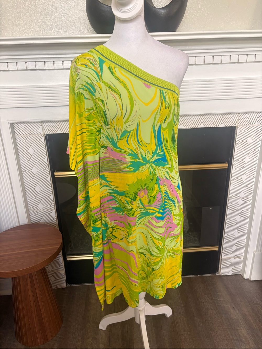 Roberto Cavalli Neon Lime asymmetrical dress